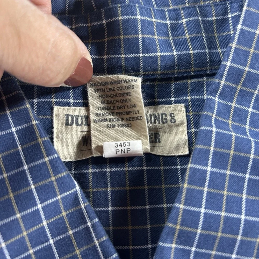 Duluth Trading Co. Mens XL‎ TWrinkle Fighter Plaid 100% Cotton Button Up Shirt